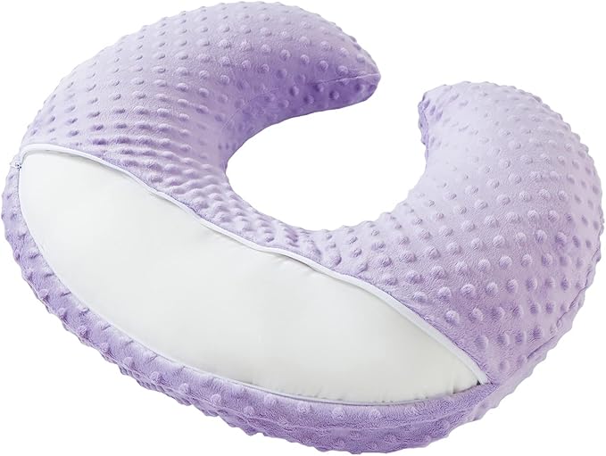 Nursing Pillow and Positioner Breastfeeding and Bottle Feeding, Propping Baby, Tummy Time, Sitting Support for Baby Boy Girl, with Removable Dots Cover (Lavender)