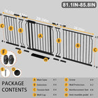 Fairy Baby Extra Wide Baby Gate 81.1-85.8 Inch Wide, Walk Through Pressure Mounted No Drill, Long and Large Tension Dog Gate for Pet and Kids