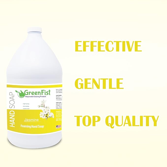 GreenFist Foaming Hand Soap Refills Jasmine Scent Jug Foam Refill Made in USA, 128 ounce (1 Gallon)