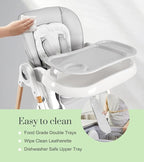 Mallify Convertible High Chairs for Babies and Toddlers, Height Adjustable Baby High Chair, High Chair with Removable Tray, Adjustable Backrest, Portable Baby Dinning Chair with Lockable Wheels