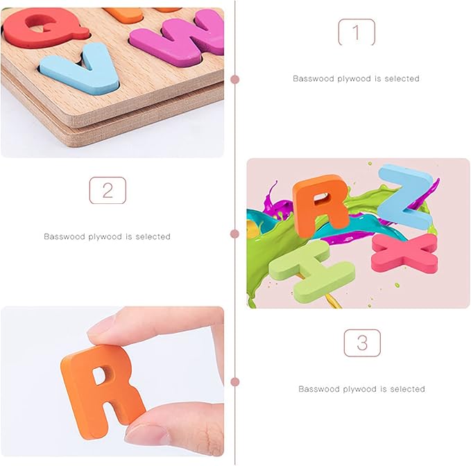 Wooden Puzzles for Toddlers, 3pack Alphabet Shape Puzzles for Kids 3 Wooden Montessori Toddler Wooden Alphabet Number Shape for Kids 3 Years Old Boys & Girls