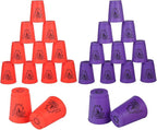 yeesport Sport Stacking Cups, 24pcs Sports Stacking Cups Sport Training Game for Challenge Competition Travel Party Gift for Kids and Adults (Purple & Red)