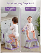 Potty Training Seat with Step Stool Ladder, Potty Training Toilet Seat with Soft Seat Splash Guard, Adjustable Height, 2 in 1 Potty Seats for Toddlers Kids Boys Girls