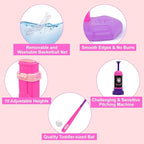 Meland Toddler Basketball Hoop, Pink 4-in-1 Kids Basketball Hoop for Indoor Outdoor Play, Tball Set with Baseball Pop Up Machine, Girls Toys Birthday Gift