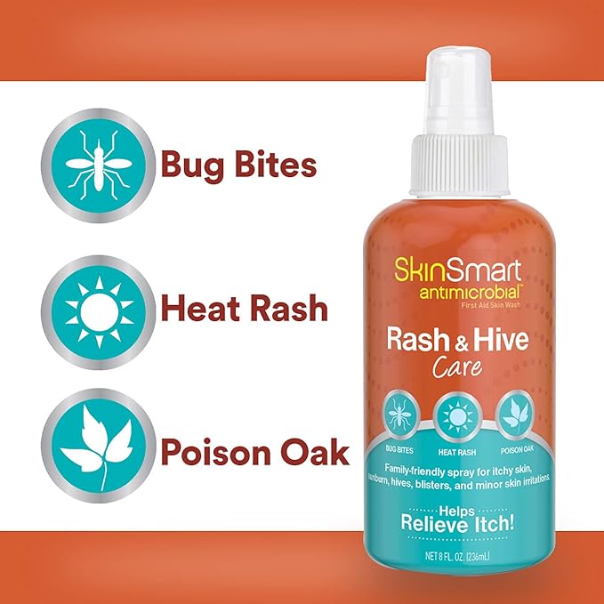 SkinSmart Antimicrobial Rash and Hive Care, First Aid Skin Wash, 8 oz Spray Bottle