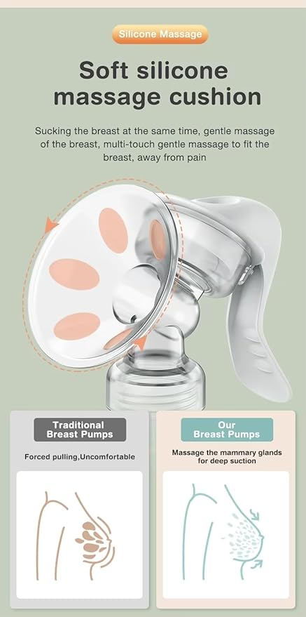 Manual Breast Pump Portable Breastfeeding Pump for Travel, Compact & Easy-to-Use Milk Extractor, Comfortable Handheld Pump for Nursing Moms with Breast Shield 5 Fl Oz/150ml+Lid