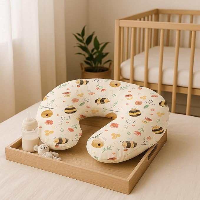 Nursing Pillow Covers 2 Pack, Breastfeeding Pillow Slipcovers Soft and Stretchy, Nursing Covers for Baby Girls Boys Newborn (Honeybee Dreams)