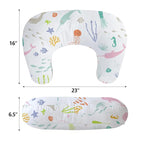 Little Grape Land Nursing Pillow for Infants, Breastfeeding Pillows, Baby Support Pillow for Nursing, Bottle Feeding, Tummy Time with Machine Washable Cover & Breathable Filling, Ocean Word