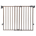 Babelio 26-43" No Bottom Bar Baby Gate for Babies, Elders and Pets, 2-in-1 Hardware Mount Dog Gate for The House, Stairs and Doorways, with Large Walk Thru Door, Black Wood Pattern