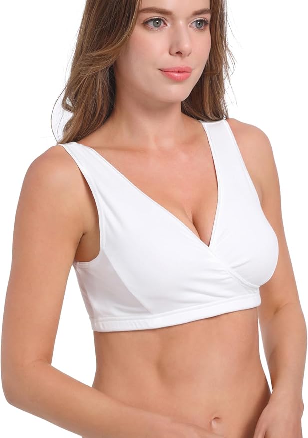 SUIEK 4 Pack Nursing Sleep Bra Maternity Bralette Cotton Breastfeeding Bras