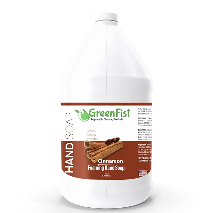 GreenFist Foaming Hand Soap Refills Cinnamon Scent Jug Foam Refill Made in USA, 128 ounce (1 Gallon)