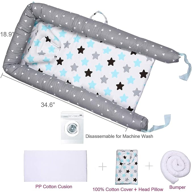 Lounger for Newborn, Newborn Lounger for 0-24 Months, Breathable & Portable Infant Nest - Soft Infant Floor Seat Cover for Travel (Triangle)