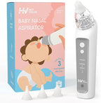 HEYVALUE Nasal Aspirator for Baby, Electric Baby Nose Sucker, Automatic Nose Cleaner with 3 Silicone Tips, Adjustable Suction Level and Music Soothing Function
