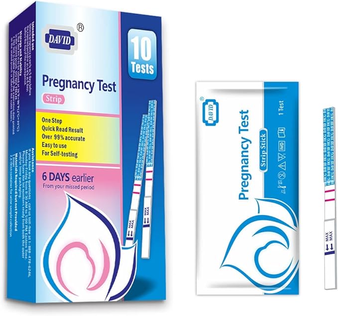 DAVID Pregnancy Test Strips Early Detection HCG Test Strips for Women, Rapid Early Results Over 99% Accurate up to 6 Days Before Missed Period (10 Count)