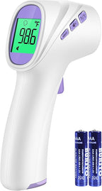 Forehead Thermometer for Adults, Kids & Babies, No-Touch Digital Thermometer with LCD Backlight Display, Fever Alarm and 1s Instant Reading - Purple