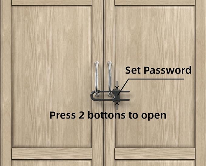 4 Pack Child Proof Sliding Cabinet Door Code Locks Baby Safety Cupboard Locks Adjustable U Shaped Cabinet Latches for Knob Handle Drawers Closet (4 PCS, Grey)