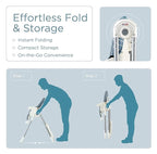 KÜB 3-in-1 Foldable Baby High Chair, 7 Height & 4 Recline Adjustable Seat & Tray for Easy Clean, 2 Locking Wheels, Multifunctional Infant High Chairs for Babies and Toddlers (Blue, with Toys)