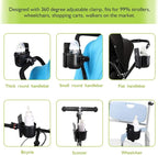 Accmor Stroller Cup Holder with Phone Holder, Bike Cup Holder, Universal Cup Holder for Uppababy Nuna Doona Strollers, 2-in-1 Cup Phone Holder for Stroller, Bike, Wheelchair, Walker, Scooter