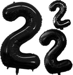 GOER Black Foil Balloons Number 2,Huge Number Balloons for 2nd Birthday Party Supplies Anniversary Decorations (3 pcs,42 inch,32 inch,16inch)