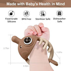 Baby Teething Toys 3-6 Months with Pacifier Clip, Mombella Clownfish Teether for Babies 6-12 Months, Food Grade Silicone Infant Teething Relief Toy, Baby Shower Gifts for Newborn Boys Girls, Tanned