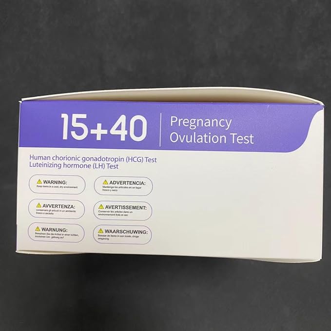 MomMed Ovulation Test Kit (HCG15-LH40), 15 Pregnancy & 40 Ovulation Test Strips with 55 Urine Cups Reliable & Quick Early Pregnancy Test