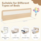 BABY JOY Bed Rails for Toddlers, 71'' Extra Long, Upgraded Swing Down Bed Guard w/Safety Strap, Folding Baby Bedrail for Kids Twin, Double, Full Size Queen & King Mattress (71-Inch, Beige)