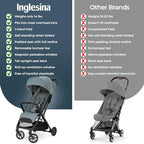 Inglesina Quid³ Stroller, Galaxy Gray - Compact Reclining Travel Stroller for Baby & Toddler 0-55 lbs, One Hand fold, Car seat Compatible, Airplane Overhead, Lightweight, Foldable, XL UPF 50+ Canopy