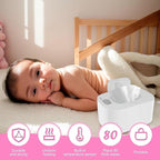 Portable Baby Wipe Warmer，Wipe Warmer and Baby Wet Wipes Dispenser to Even Heating, Wipe Heater with Temperature Display, Diaper Wipe Warmers for Home Car Travel Newborn Baby (Pink)
