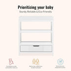 Dream On Me Ivy Baby Changing Table – Compact Modern Changing Station with Spacious Drawer & 2 Open Shelves, New Zealand Pinewood, Easy-to-Clean Non-Toxic Finish, Space-Saving Nursery Storage – White