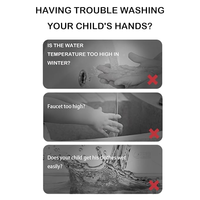 Faucet Extender for Toddlers, （Shark）3 Adjustable Lengths & Temperature Sensitive, Splash-Proof Kids Sink Extender for Bathroom & Kitchen Sink (Orange, Green)