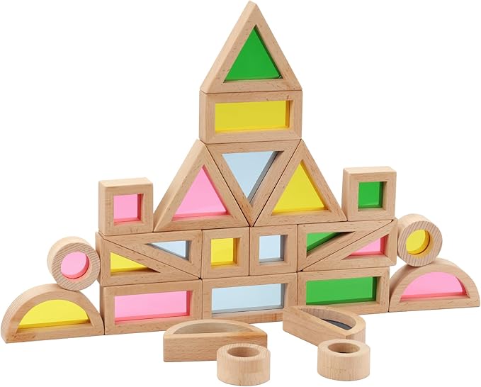 Rainbow Acrylic Stacking Blocks - 24PCS Montessori Toy & Decor for Toddler Gift for Endless Fun!