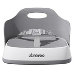 Baby Booster Seats, Toddler Booster Seat for Dining Table with Adjustable Straps, Portable Compact Portable Baby Chair for Dining and Travel (Grey)