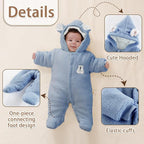 XIFAMNIY Newborn Fleece Footie Jumpsuit Hooded Warm Thicken Winter Outwear Snowsuit for Baby Girls and Boys