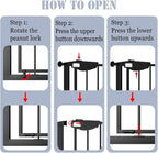 DEARBB Triple Lock Baby Gate for Stairs Doorways and House 31" to 86" Extra Wide Pressure Mounted Easy Walk Through Auto Close Safety Pet Gate Black 49.21-67.32"