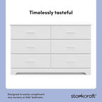 Storkcraft Brookside 6-Drawer Dresser (White) – GREENGUARD Gold Certified, White Dresser for Bedroom, Kids & Nursery Storage Chest, Safety Interlocking Drawers, Pre-Installed Tracks, Kids Chest