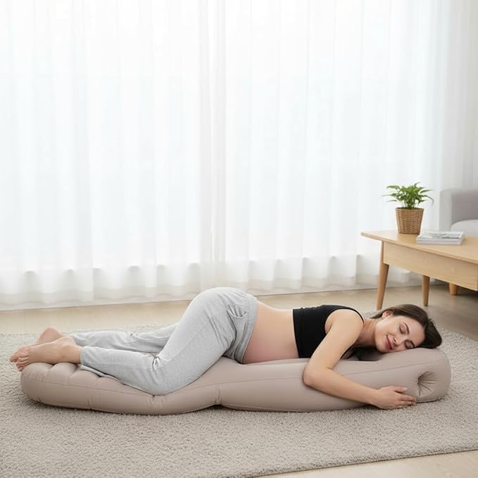 Inflatable Pregnancy Pillow - Full Body Maternity Airbed with Belly/Head Hole, Relieves Back Pain- Pregnancy Belly Pillow- Comfortable Support for Pregnant Women