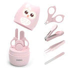 Baby Nail Kit, 4-in-1 Baby Nail Care Set with Cute Case, Baby Nail Clippers, Scissors, Nail File & Tweezers, Baby Manicure Kit and Pedicure kit for Newborn, Infant, Toddler, Kids-Owl Pink