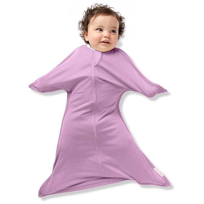 SleepingBaby Zipadee-Zip Transition Swaddle - Cozy Baby Swaddle Blanket with Zipper Convenience - Roomy Wearable Blanket for Easy Diaper Changes - Classic Lavender, Medium (6-12 Month)