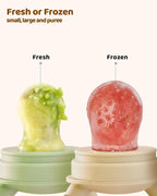 2 Packs Baby Fruit Feeder & Freezer Nibble Tray Combo, Push Pop Baby Food Feeder to Safely Introduce New Foods, Fresh & Frozen Food Silicone Feeder, 100% Food Grade, BPA Free (Caramel & Olive)