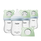 Natural Glass Baby Bottle for Breastfeeding Babies, 5.4oz Anti-Colic Baby Bottle with Natural Response Nipple(S), Clear, Wide Neck, 4 Pack, 1 Months+