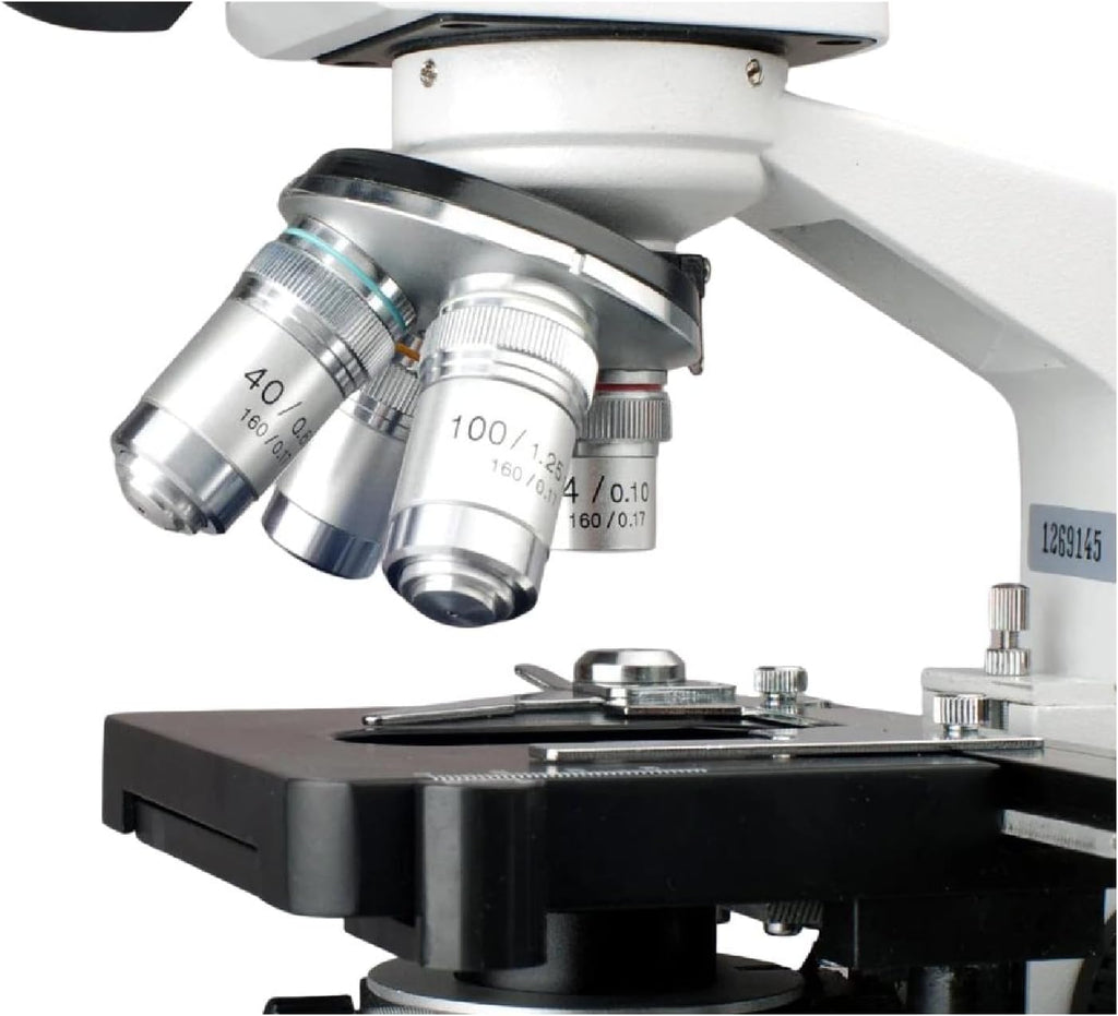AmScope B120 Series Student & Professional LED Binocular Compound Microscope - 40X-2500X Magnification - Includes 0.3MP USB 2.0 Camera & Siedentopf Head