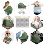 Yoofoss Nursing Cover Breastfeeding Scarf - Baby Car Seat Covers, Infant Stroller Cover, Strechy Carseat Canopy for Boys and Girls (Dark Green)