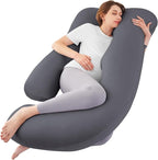Sasttie Pregnancy Pillows for Sleeping, Jumbo U Shaped Cooling Full Body Pillow with Removable Cover, Pregnant Women Must Haves, Maternity Essential, Dark Grey