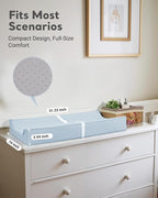 Vegan Leather Waterproof Baby Changing Pad - Wipeable, Extra Thick & Portable & Non-Slip Diaper Mat for Dresser, Crib, Travel | Soft & Safe (Blue)