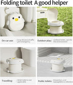 CoocooBaby Portable potty seat for toddler travel, Portable toilet for kids with Potty Liners, Travel Bag, Foldable Car Potty for Toddler (Penguin)