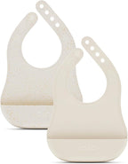 Lalo The Bib - Waterproof, Non-Toxic Silicone Baby Bib with Adjustable Neck Band & Silicone Food Pouch Catcher, Set of 2