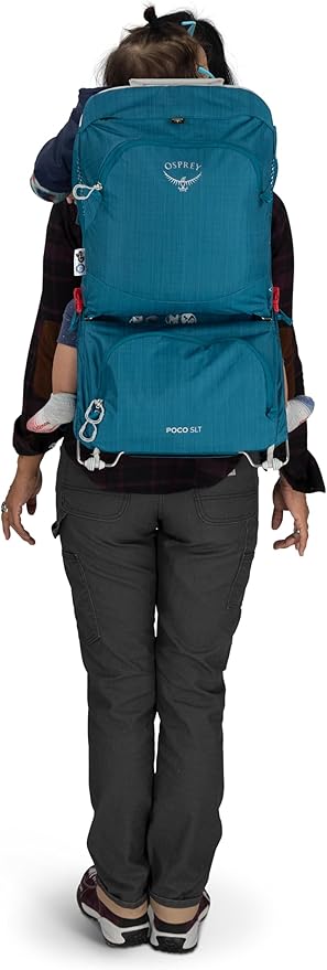 Osprey Poco SLT Lightweight Child Carrier Backpack - Slimmed-Down Hiking Carrier for Toddlers with Safety Harness, Sunshade, and Ventilated Backpanel - Lightweight Travel-Friendly Option