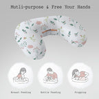 Little Grape Land Nursing Pillow, Soft 100% Cotton Breastfeeding Pillow with Breathable Muslin Removable Cover,Pink Bunny Breast Feeding Pillows for Babies 0-12 Months with Protective Zipper