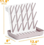 SpaceAid Baby Bottle Drying Rack with 20 Hooks, Space Saving Kitchen Bottles Rack Dryer, Vertical Baby Bottle Holder Organizer for Countertop Storage Accessories (White and Taupe)