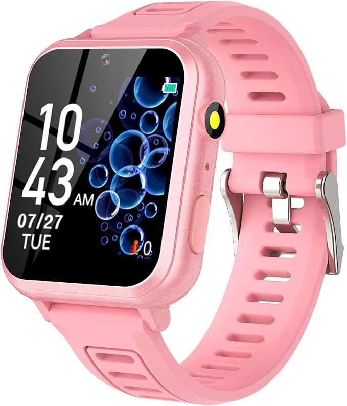 Smart Watch for Kids Gift for Girls Age 5-12, 1.54" Touch Screen Watch with HD Camera Video 24 Games Music Pedometer Flashlight Alarm Clock, Gifts for 7 8 9 10 Year Old Girls Boys